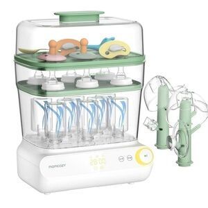 Momcozy Green and White Baby Bottle Sterilizer